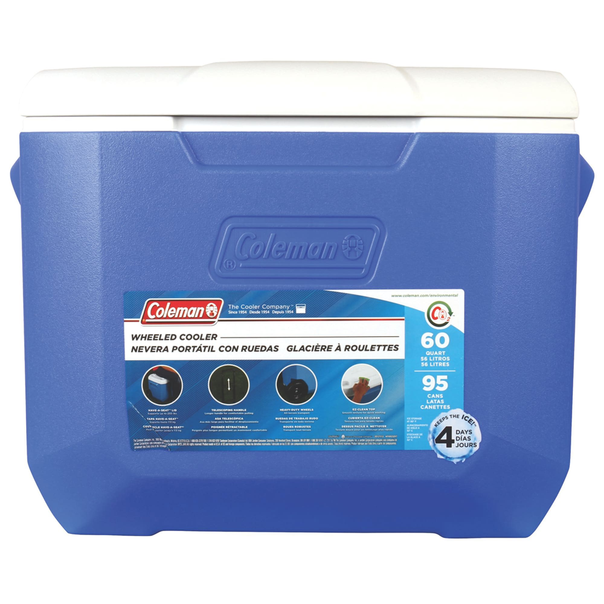 coleman 60 qt wheeled cooler