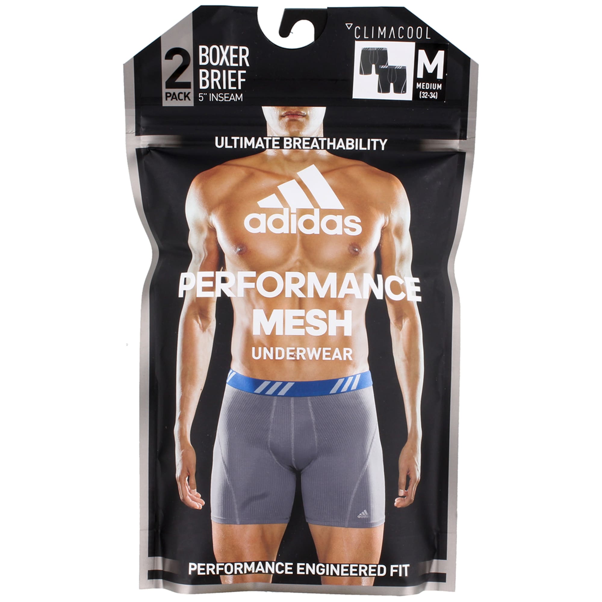 Adidas Men's Performance Mesh Boxer Briefs- 2 Pack, Black/Grey- Org $26  (B8)