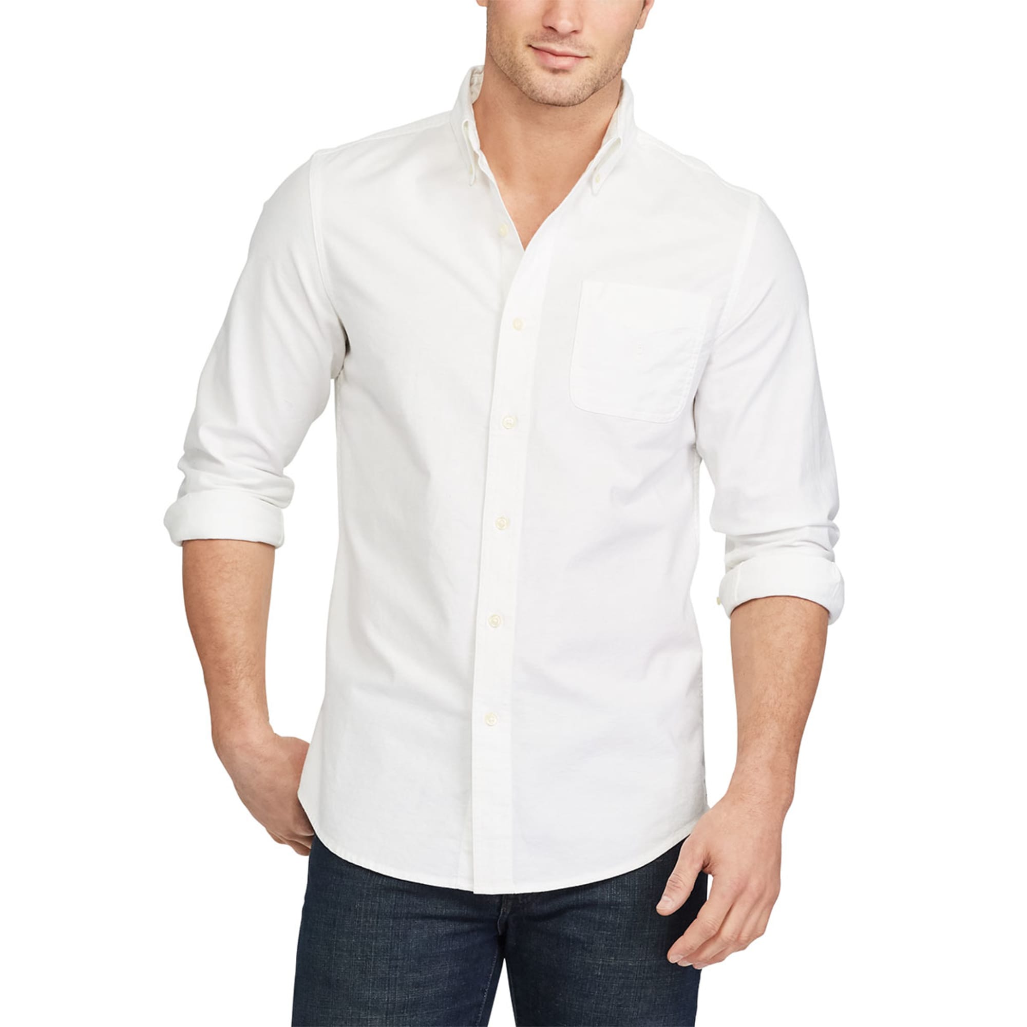 bodem huren afgewerkt CHAPS Men's Long-Sleeve Solid Stretch Oxford Shirt - Bob's Stores