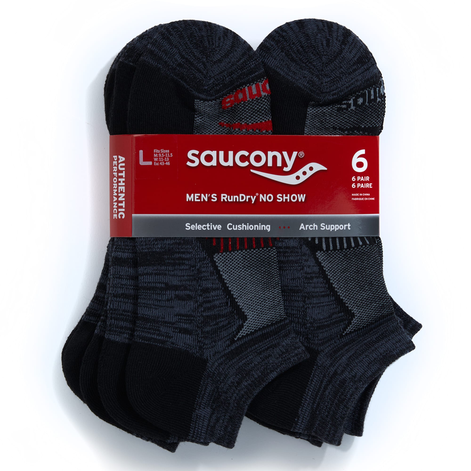 saucony men's 6 pack performance no show socks