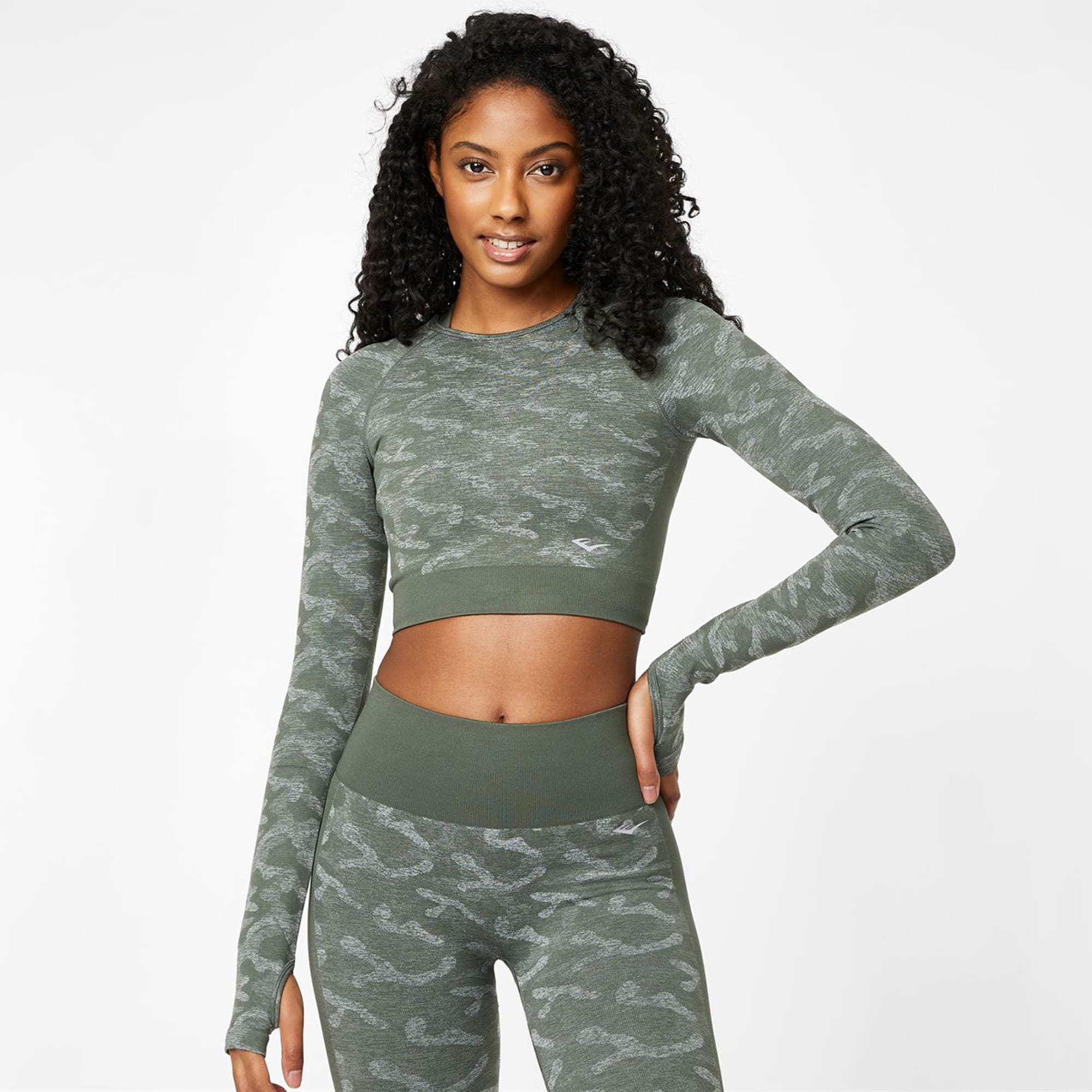 Gymshark + Adapt Camo Seamless Long Sleeve Crop Top