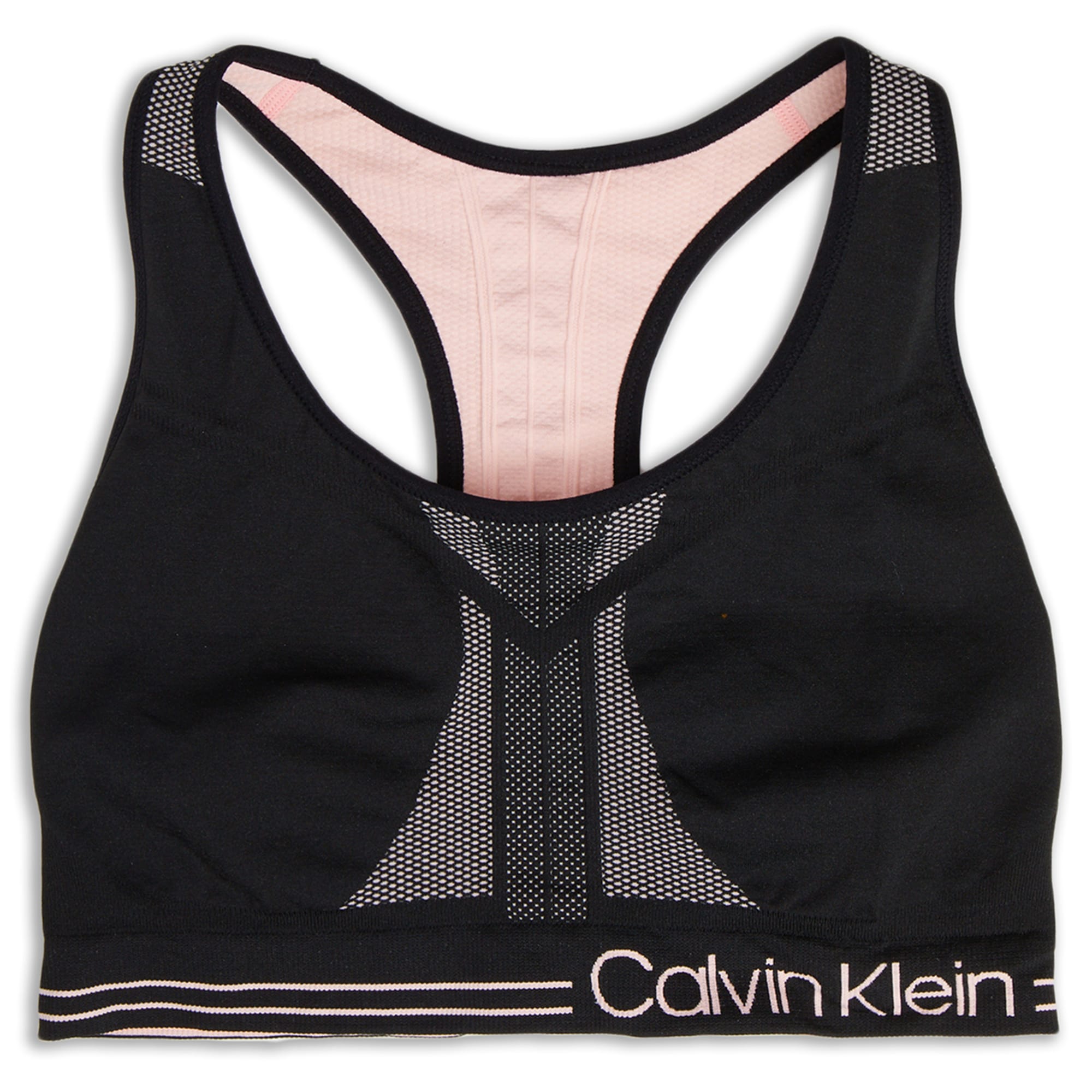 CALVIN KLEIN Performance Heathered Logo Medium Impact Sports Bra Grey size  L $39