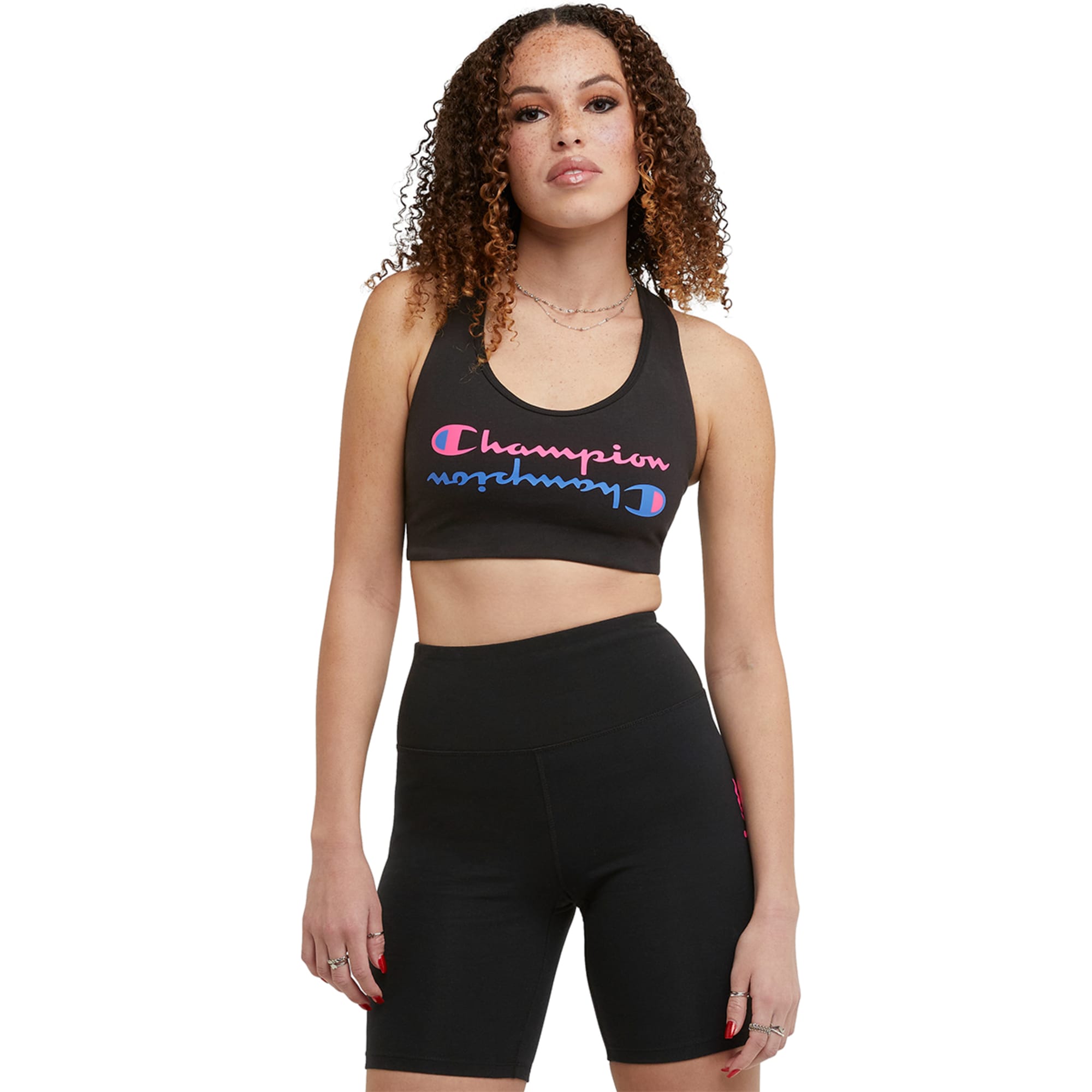 Champion Sports Bra The Authentic Script Logo Women's Moderate Support  Wicking