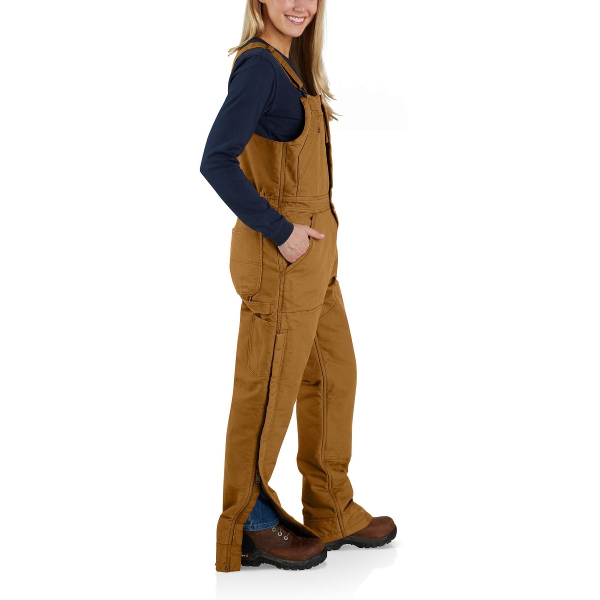 Carhartt 104049-BRN Relaxed Fit Washed Duck Insulated Bib Overalls