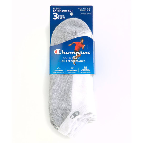 CHAMPION Men's Extra Low Cut Socks, 3-Pack