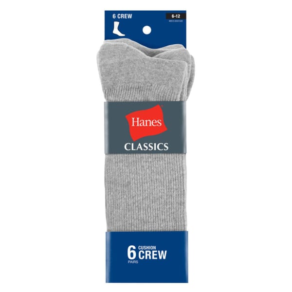 HANES Classics Men's Crew Socks, 6-Pack