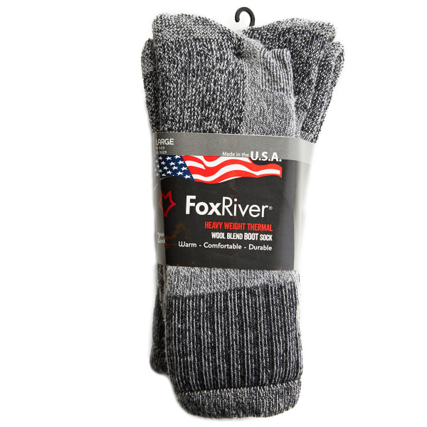 FOX RIVER Mens' 2431 Heavy Weight Thermal Wool Blend Boot Sock, 2 Pack