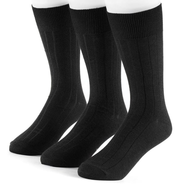 DOCKERS Men's 3 Pack Classics Essential Rib Crew Socks