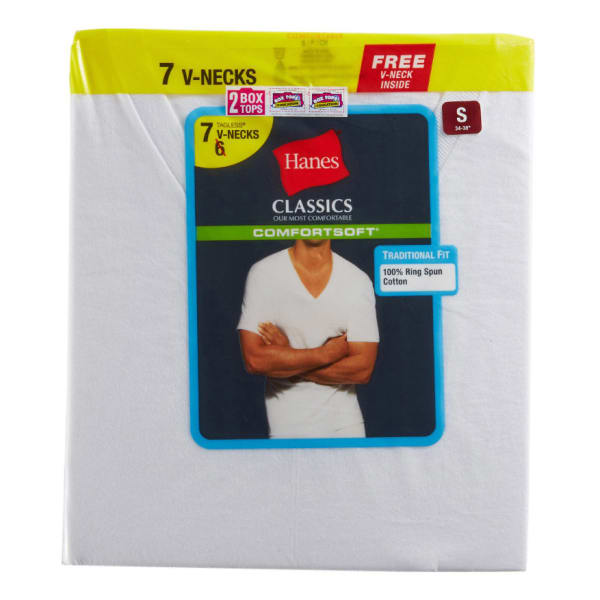 HANES Classics Men's V-Neck Shirts, 7-Pack