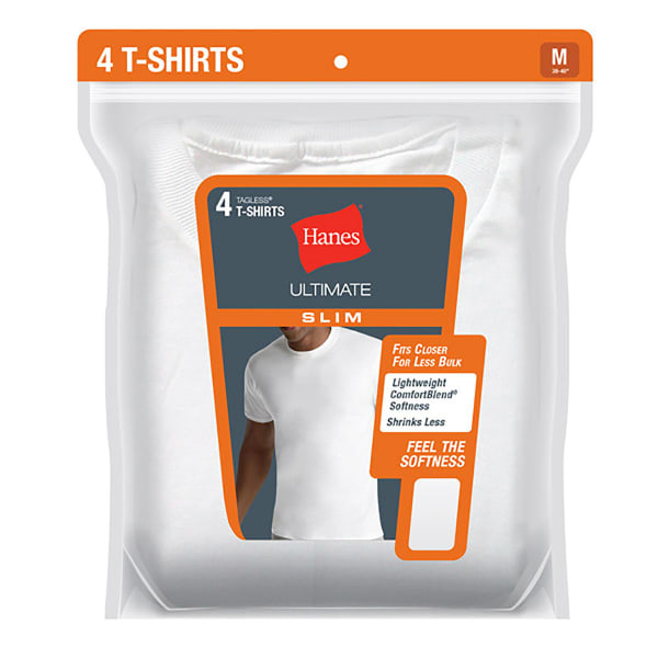 HANES Men's Ultimate Slim Fit Crew Neck Tees 4-Pack