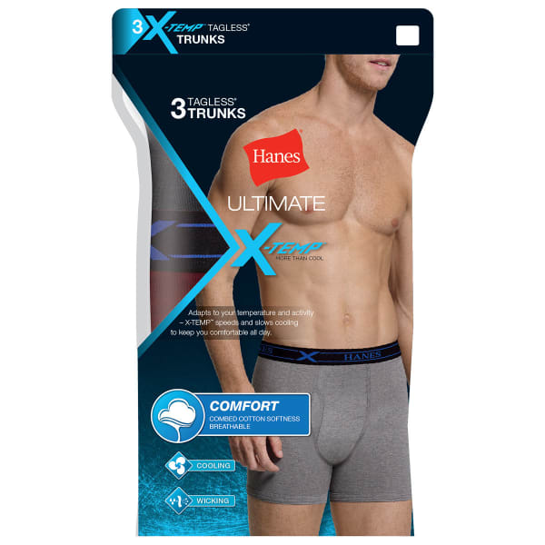 HANES Men's TAGLESS Ultimate X-Temp Boxer Briefs, 3-Pack