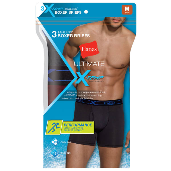 HANES Men's Ultimate X-Temp Performance Boxer Brief, 3-Pack