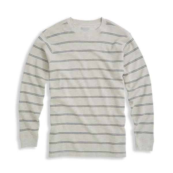 RUGGED TRAILS Men's Striped Thermal Crew -