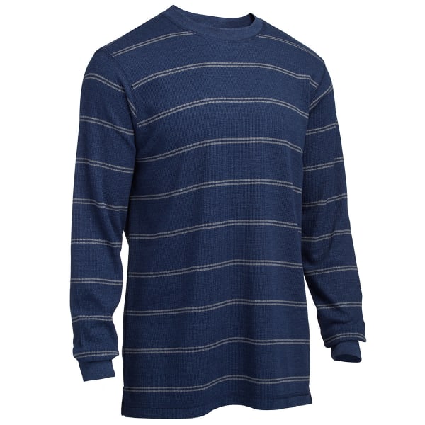 RUGGED TRAILS Men's Striped Thermal Crew Neck Shirt