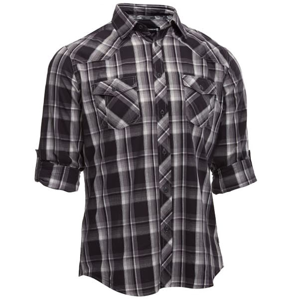 UNIVIBE Men's Excess Plaid Long Sleeve Woven Shirt