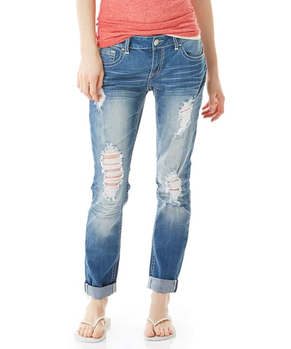 ALMOST FAMOUS Slim Boyfriend Cut Destructed Jeans