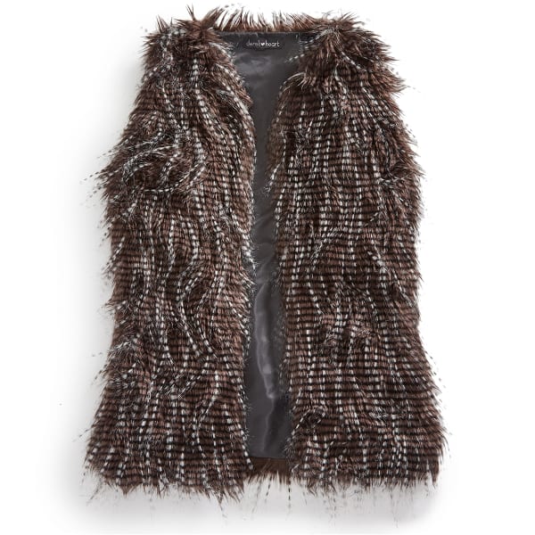 DEREK HEART Juniors' Feather Fur Vest