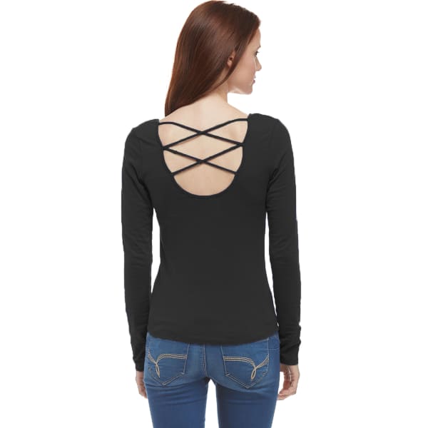 ACTIVE BASIC Juniors' Criss-Cross Back Long Sleeve Shirt