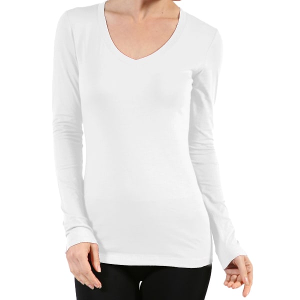 ACTIVE BASIC Juniors' V-neck Long Sleeve Tee