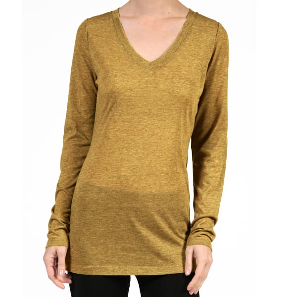 ACTIVE BASIC Juniors' V-Neck Heather Long-Sleeved Tee