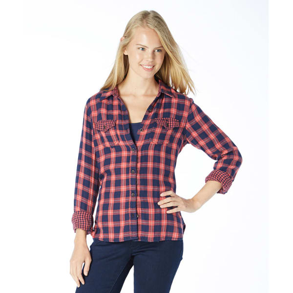 VANILLA STAR Juniors' Plaid Mix Checkered Shirt