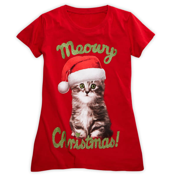 HYBRID Juniors' Meowy Christmas Screen Tee