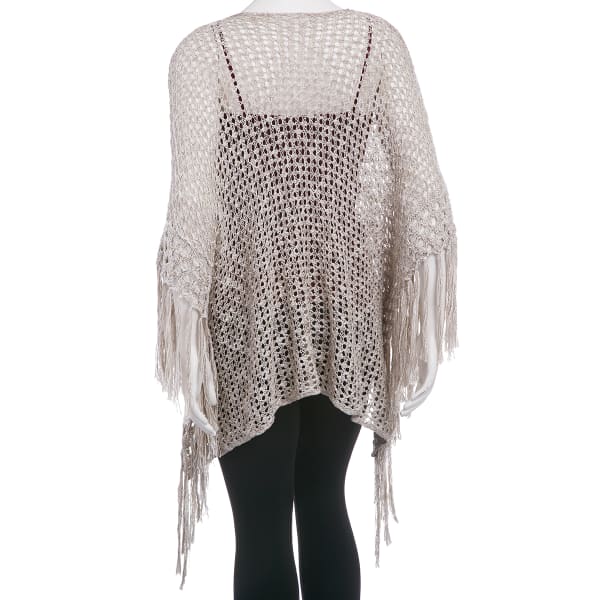 TAYLOR & SAGE Juniors' Fringe Open Weave Poncho