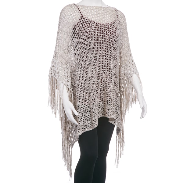 TAYLOR & SAGE Juniors' Fringe Open Weave Poncho