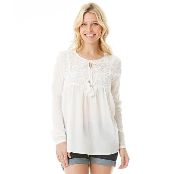EARL JEANS Women's Voile Top with Crochet Overlay