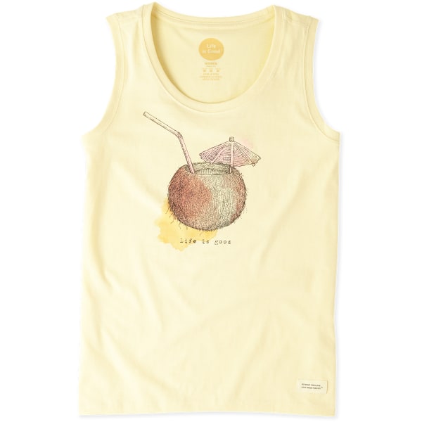 LIFE IS GOOD Women's Engraved Coconut Cocktail Sleeveless Crusher Scoop Tee