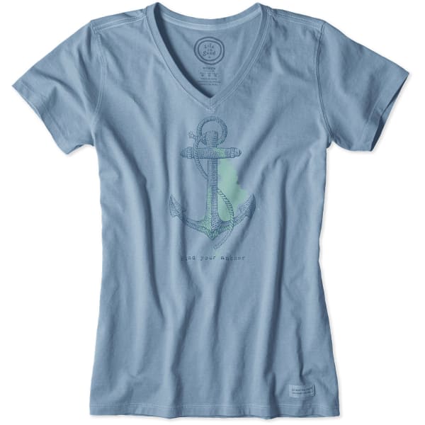 LIFE IS GOOD Women's Engraved Anchor Crusher V-Neck Tee