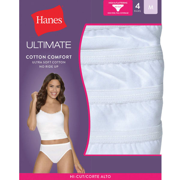HANES Women's Ultimate Cotton Comfort Hi-Cut Panties 4-Pack