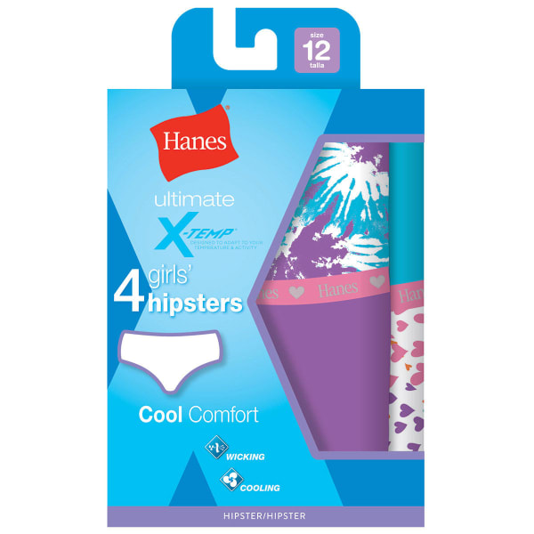 HANES Girl's Ultimate X-Temp Cool Comfort„¢ Hipster Panties 4-Pack