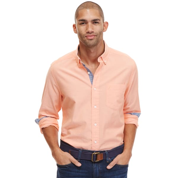 NAUTICA Men's Solid Oxford Long-Sleeve Shirt