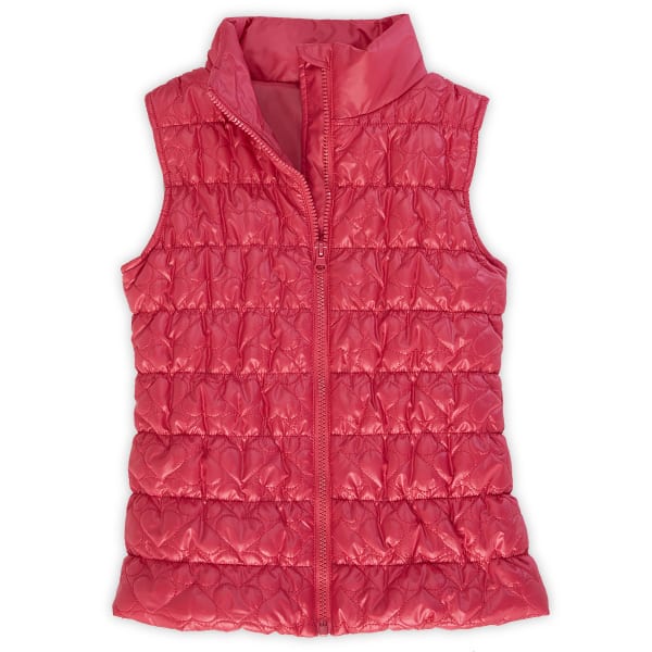 HEART AND CRUSH Girls' Pink Quilted 2Fer Vest With Striped Shirt