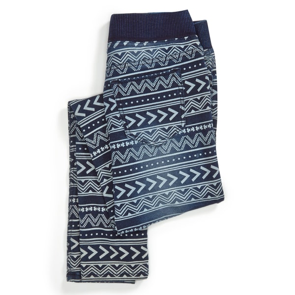 VANILLA STAR Girl's Ribbed Knit Waistband Aztec Print Jeggings