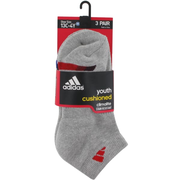 ADIDAS Youth Cushion Low Cut Socks, 3-Pack