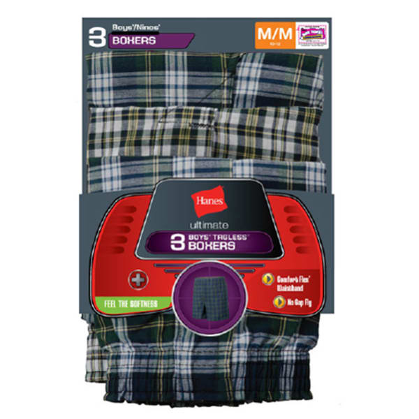 HANES Boys' Tartan Boxers 3-Pack