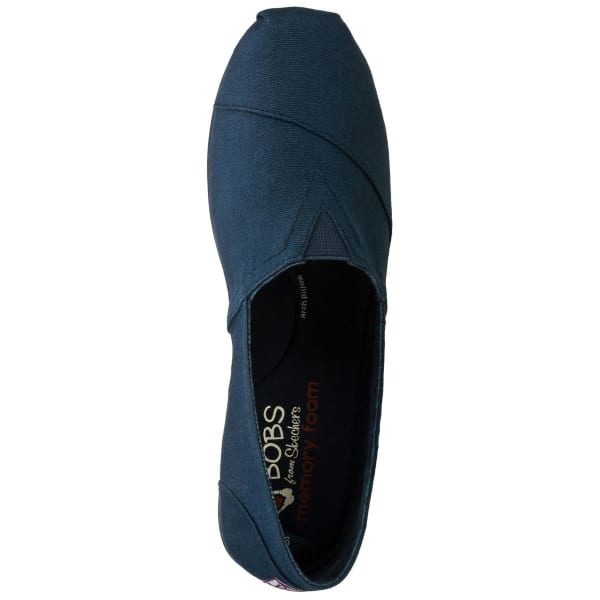 SKECHERS Women's Bobs Plush Canvas Shoes, Navy