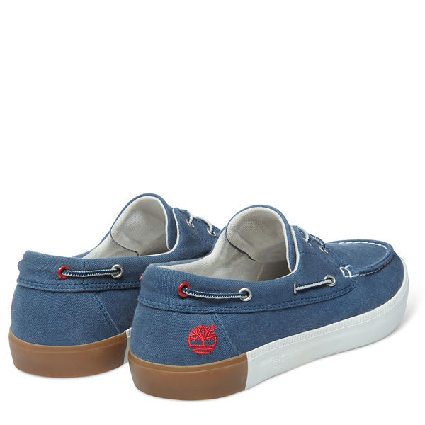 TIMBERLAND Men's Newport Bay Canvas Boat Shoes, Navy Washed