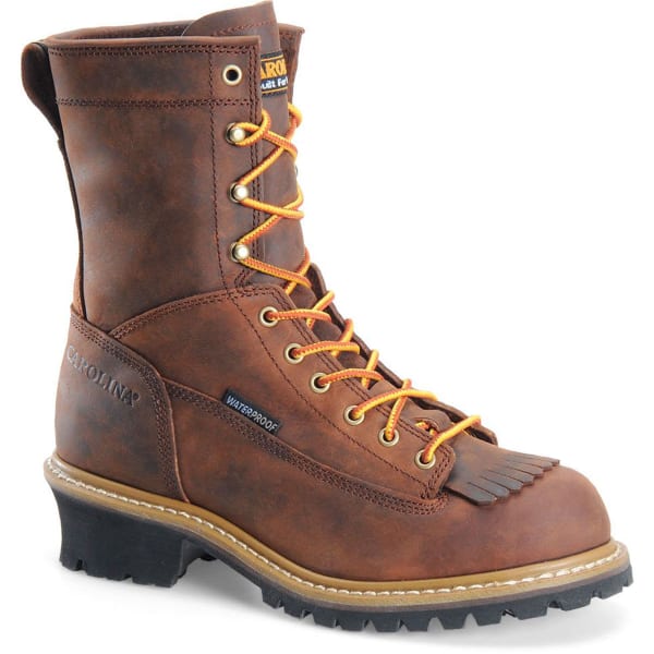 CAROLINA Men's CA8824 8" Lace Logger Waterproof Work Boots, Copper Crazy Horse