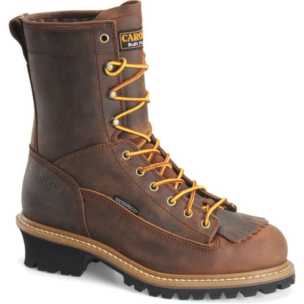 CAROLINA Men's CA9824 Wide 8" Steel Toe Lace Logger Waterproof Work Boots, Copper Crazy Horse