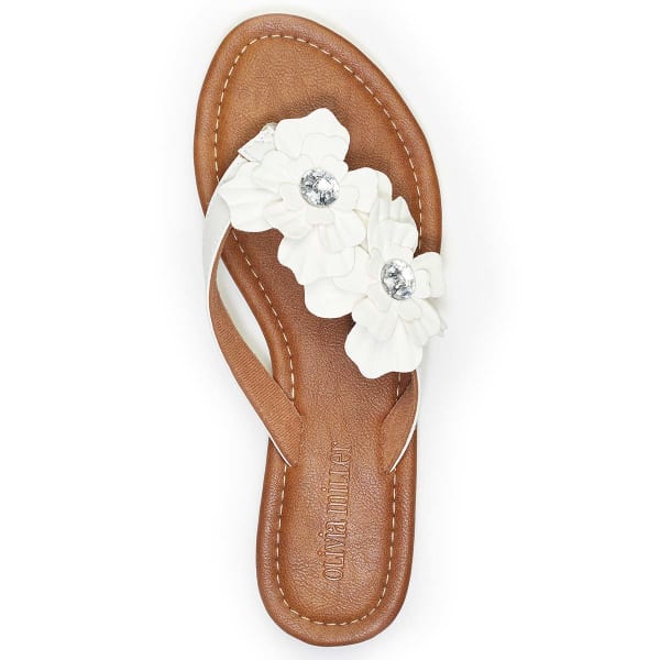 OLIVIA MILLER Juniors' Floral Gem Thong Sandals