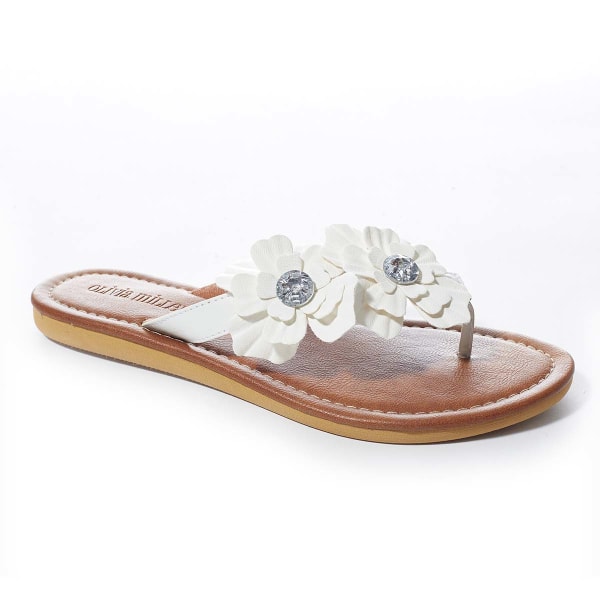 OLIVIA MILLER Juniors' Floral Gem Thong Sandals