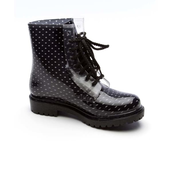 DIRTY LAUNDRY Juniors' Roadie Black Polka Dot Boots