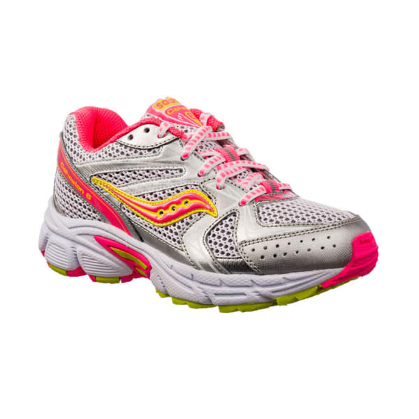 SAUCONY Girls' Cohesion 6 Shoes, Wht/Vizi Pnk/Citr, Sizes 11,12,13,1-3