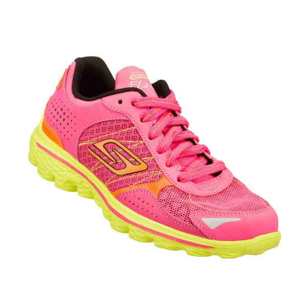 SKECHERS Girls Go Walk featuring Gogomat Insole Hot Pink/Lime 3.5-4