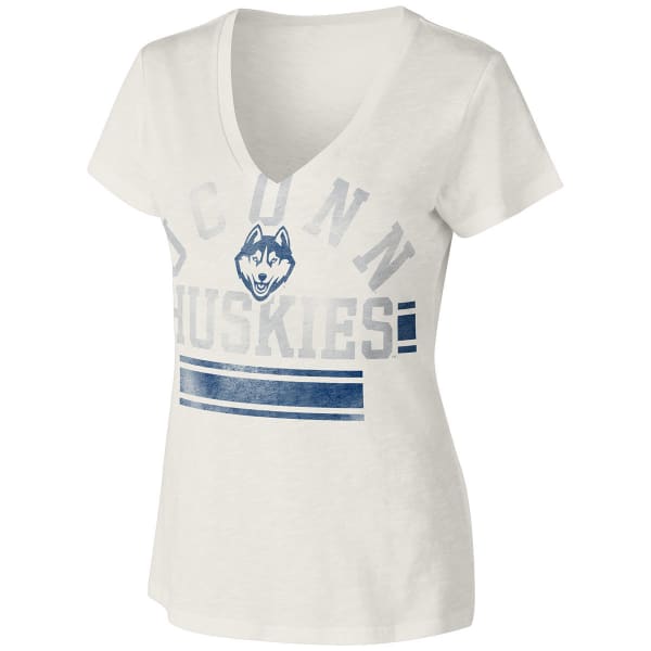 THE UCONN HUSKIES Women's Pass Route Short Sleeve V-Neck Tee Shirt