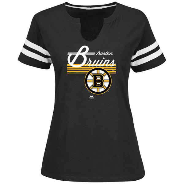 BOSTON BRUINS Women's Goal Cage Split Neck Tee