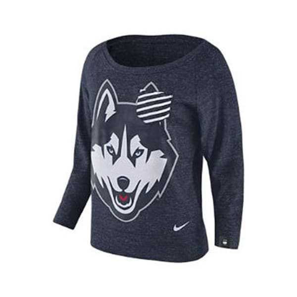 NIKE Women's UConn Gym Vintage Crew Long-Sleeve Shirt